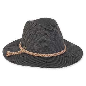 Sun 'n' Sand - Safari Hat - Faux Suede Braided Trim - Black