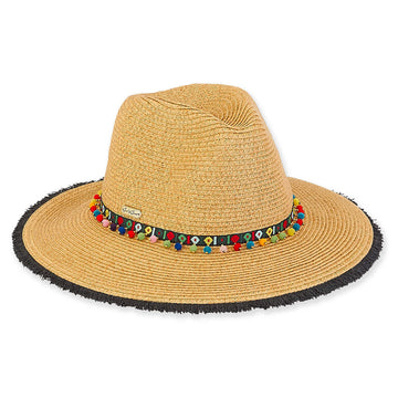 Sun 'n' Sand - Safari Hat - Pom Pom Trim - Tan / Black