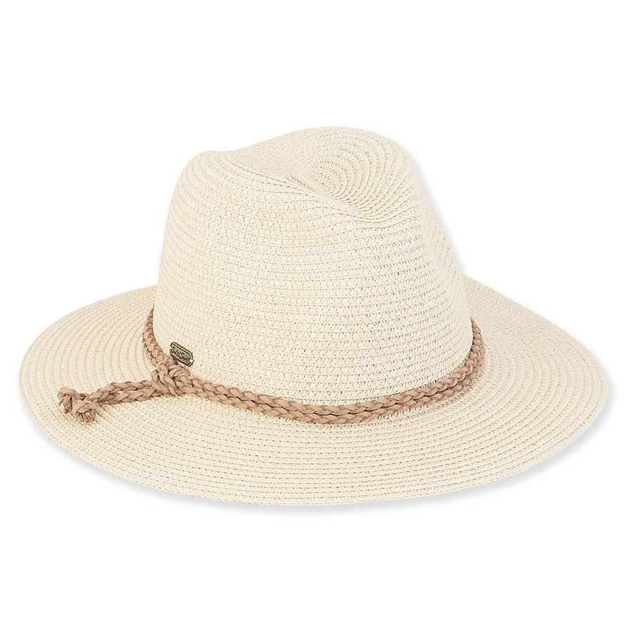 Sun 'n' Sand - Safari Hat - Faux Suede Braided Trim - Natural