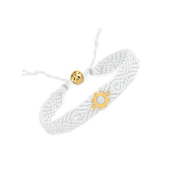 Agatha Paris - Brazilian beaded bracelet with gold sun motif - White