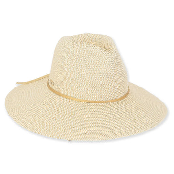 Sun 'n' Sand - Floppy Wide Brim - Gold Trim Hat -  Natural