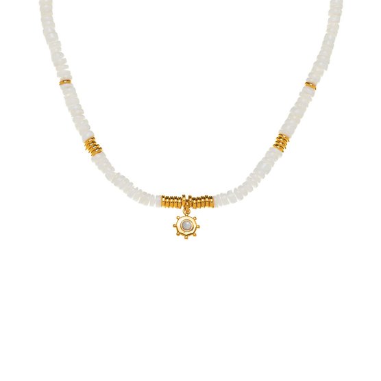 Agatha Paris - Short Necklace /White and Gold motif