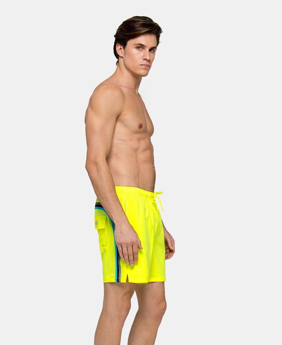 SUNDEK - Elasticated Mid Length Swim Shorts - Bright Yellow