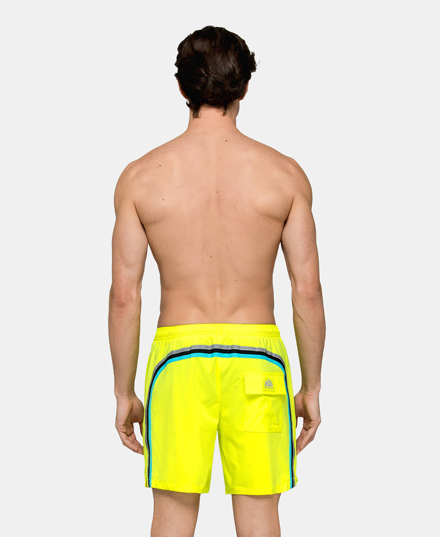 SUNDEK - Elasticated Mid Length Swim Shorts - Bright Yellow