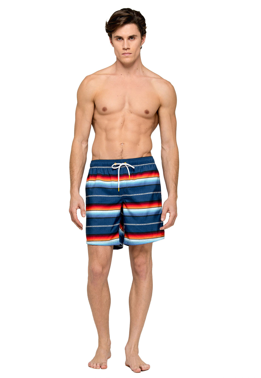 SUNDEK - Elasticated Mid Lenght Swim Shorts - Stripe Print