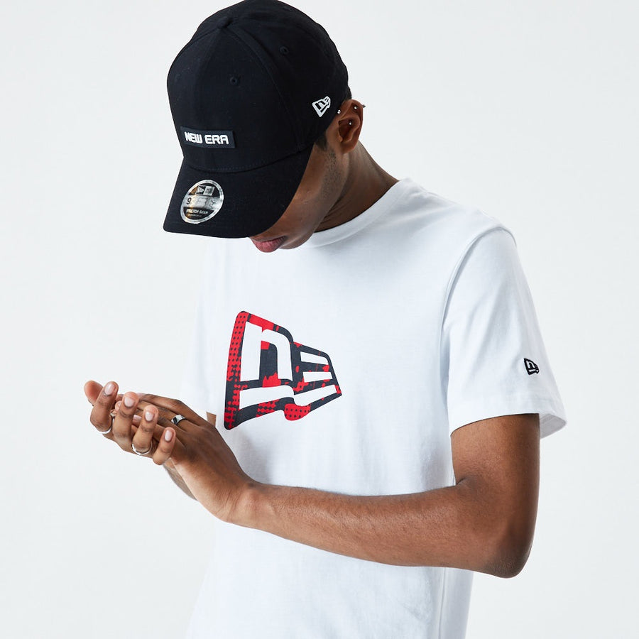 New Era - Essential Flag Infill Tee - White / Black & Red Logo