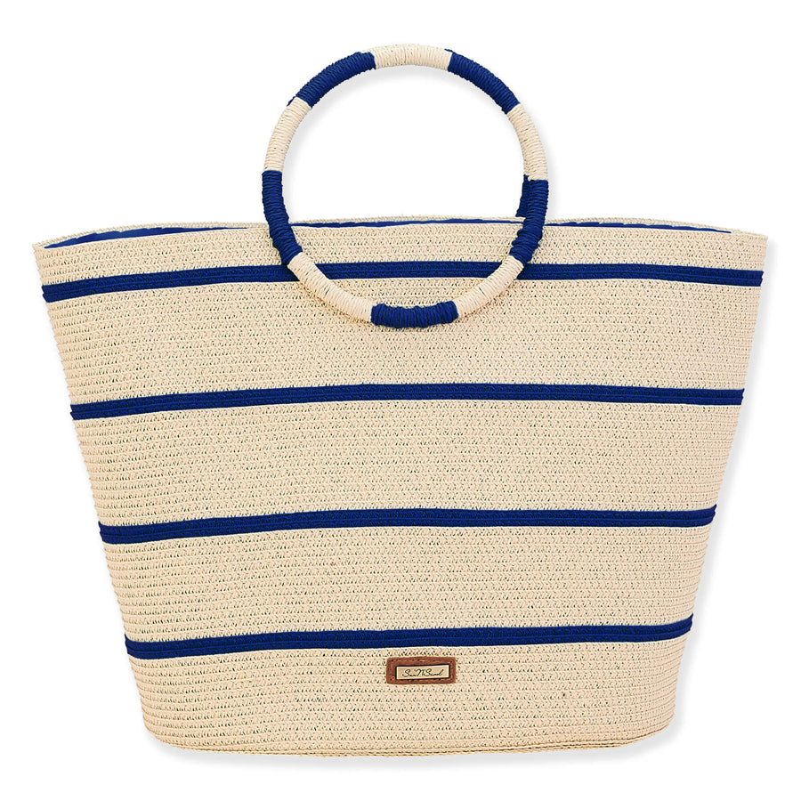 Sun 'n' Sand - Stripe Tote - Natural / Navy