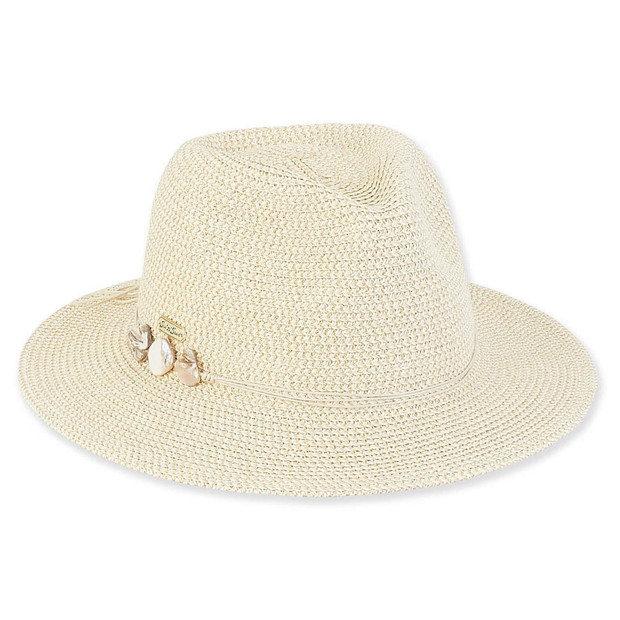 Sun 'n' Sand - Shell - Paper Braid Fedora with Lurex