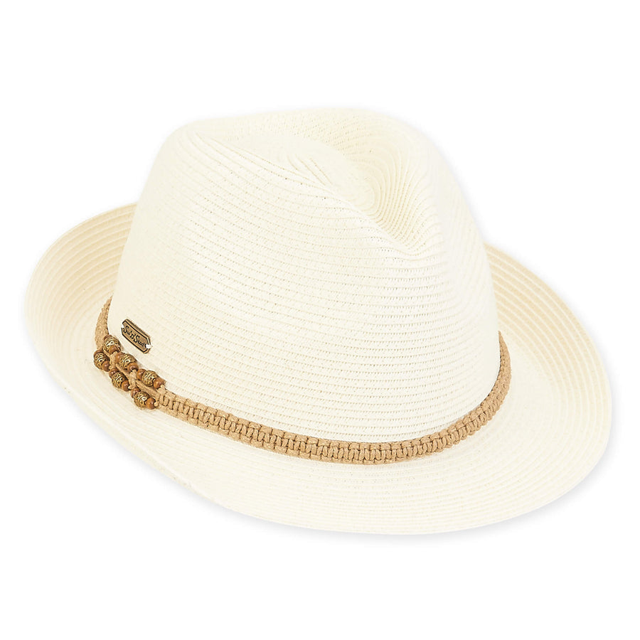 Sun 'n' Sand - Bead Trim Fedora - Ivory