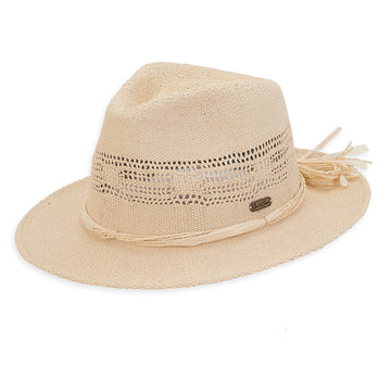 Sun 'n' Sand - Straw Trim Fedora - Natural