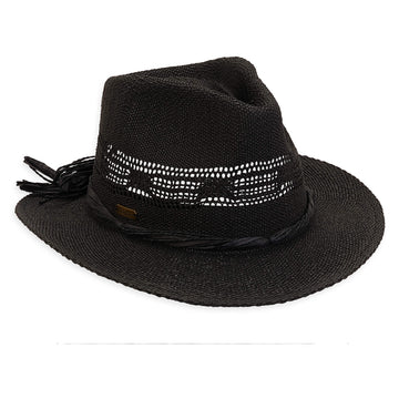 Sun 'n' Sand - Straw Trim Fedora - Black