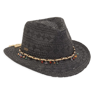 Sun 'n' Sand - Straw Fedora - Black